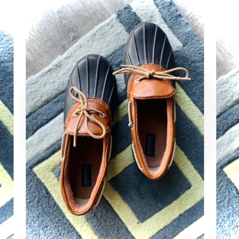 SPERRY | 8 / 8.5 | Top Sider Navy Camel Leather Rain Ankle Duck Booties